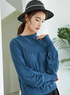 Lantern Sleeve Ruched Pullover Sweater