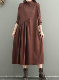 Turtleneck Ruched Shift Plus Size Dress