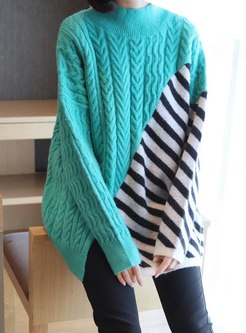 Color-blocked Striped Split Patchwork Sweater