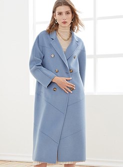 Lapel Double-breasted Long Straight Peacoat