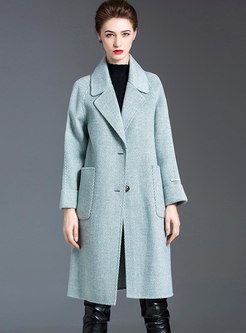 Double-cashmere Lapel Long Sleeve Overcoat