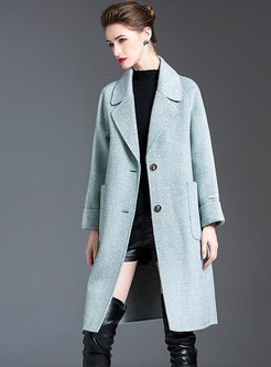 Double-cashmere Lapel Long Sleeve Overcoat
