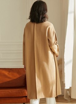Long Sleeve Double-breasted Long Peacoat