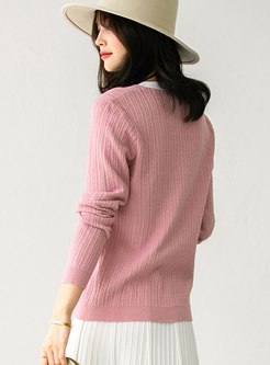 Color-blocked V-neck Pullover Sweater