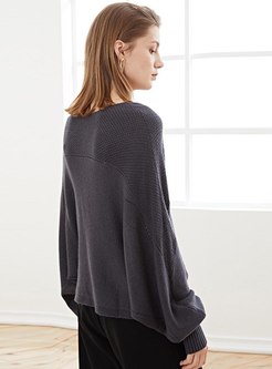 Bat Sleeve Pullover Openwork Sweater