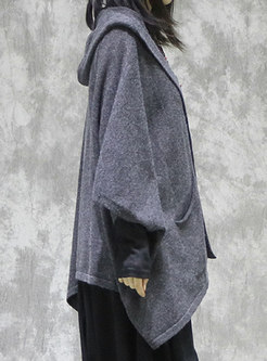 Plus Size Hooded Bat Sleeve Coat