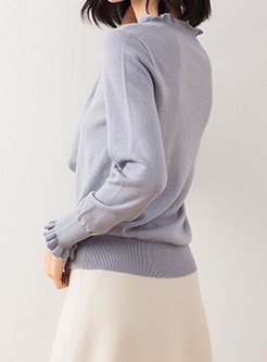 V-neck Pullover Long Sleeve Sweater