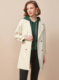 Double-breasted Long Sleeve Trench Coat