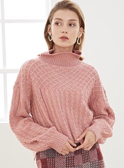 Turtleneck Pullover Loose Wool Sweater