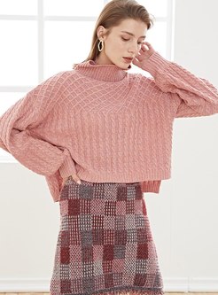 Turtleneck Pullover Loose Wool Sweater