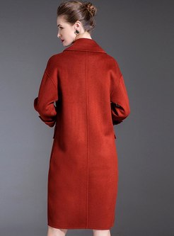 Lapel Double-breasted Shift Loose Peacoat
