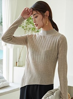 Mock Neck Asymmetric Pullover Sweater