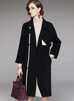 Notched Straight Knee-length Overcoat