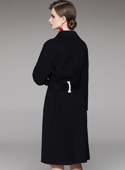 Notched Straight Knee-length Overcoat