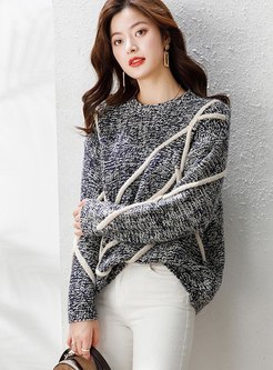 Color-blocked Pullover Loose Sweater