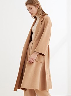 Double-cashmere Straight Long Wool Overcoat