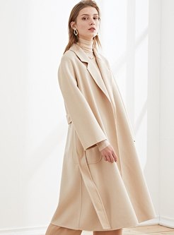 Double-cashmere Straight Long Wool Overcoat