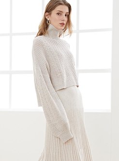 Turtleneck Pullover Short Loose Sweater
