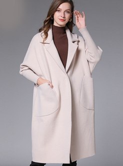 Lapel Long Sleeve Knee-length Loose Overcoat