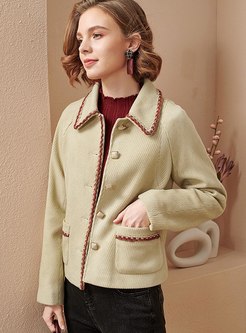 Color-blocked Single-breasted Short Coat