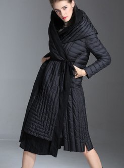 Hooded Thicken Wrap Long Down Coat