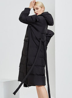 Hooded Removable Long Straight Puffer Coat