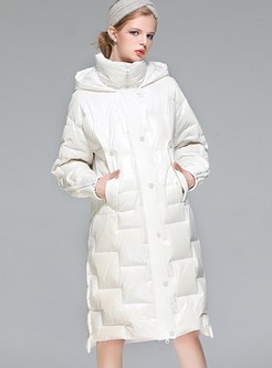 Pure Color Duck Down Coat With Pockets