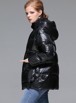 Hooded Pure Color Loose Puffer Coat