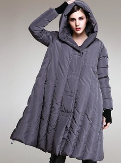 Plus Size Hooded A Line Down Coat