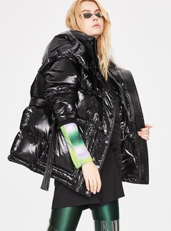 Removable Hooded Shiny Puffer Jacket