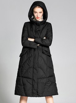 Hooded Plus Size A Line Down Coat