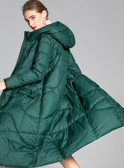 Hooded Plus Size A Line Down Coat