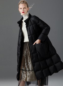 Plus Size A Line Down Coat With Scarf