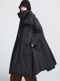 Black Oversize A Line Long Down Coat