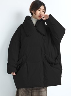 Hooded Plus Size Drawstring Down Coat