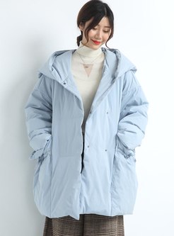 Hooded Plus Size Drawstring Down Coat