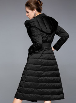 Hooded Wrap Thicken Long Puffer Coat