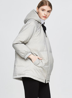 Plus Size Straight Hooded Down Coat
