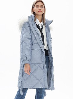 Removable Hooded Straight Knee-length Coat