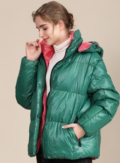 Removable Hooded Color-blocked Short Coat