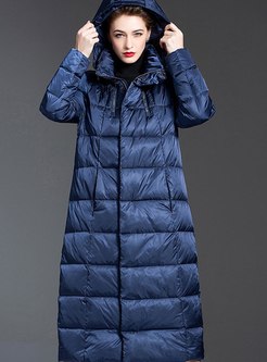 Removable Hooded Long Straight Down Coat