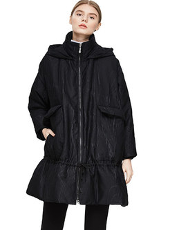 Plus Size Ruched Drawstring Down Coat