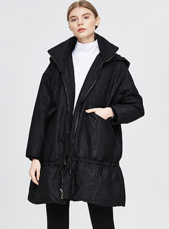 Plus Size Ruched Drawstring Down Coat