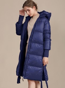 Removable Hooded Knee-length Loose Coat