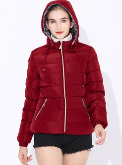 Print Patchwork Removable Hooded Coat