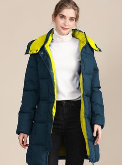 Removable Hooded Color-blocked Coat