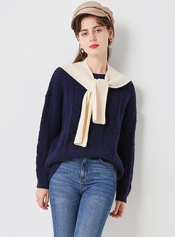 Color-blocked Patchwork Loose Sweater