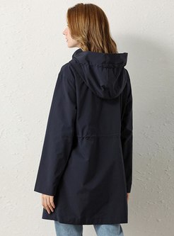 Hooded Drawstring Straight Casual Coat
