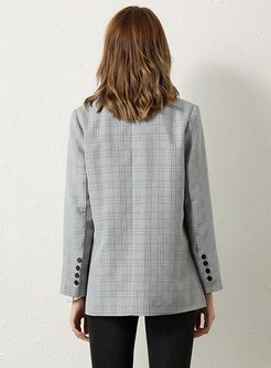 Work Plaid Double-breasted Blazer