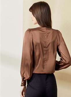 Long Sleeve Pullover Ruched Blouse